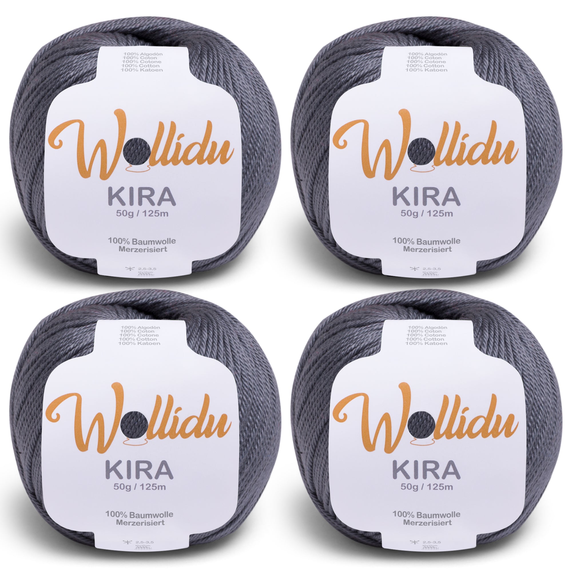 Kira 4er-Pack 50g – Merzerisierte Baumwolle zum Häkeln & Stricken (OEKO-TEX®, 200g Gesamt)