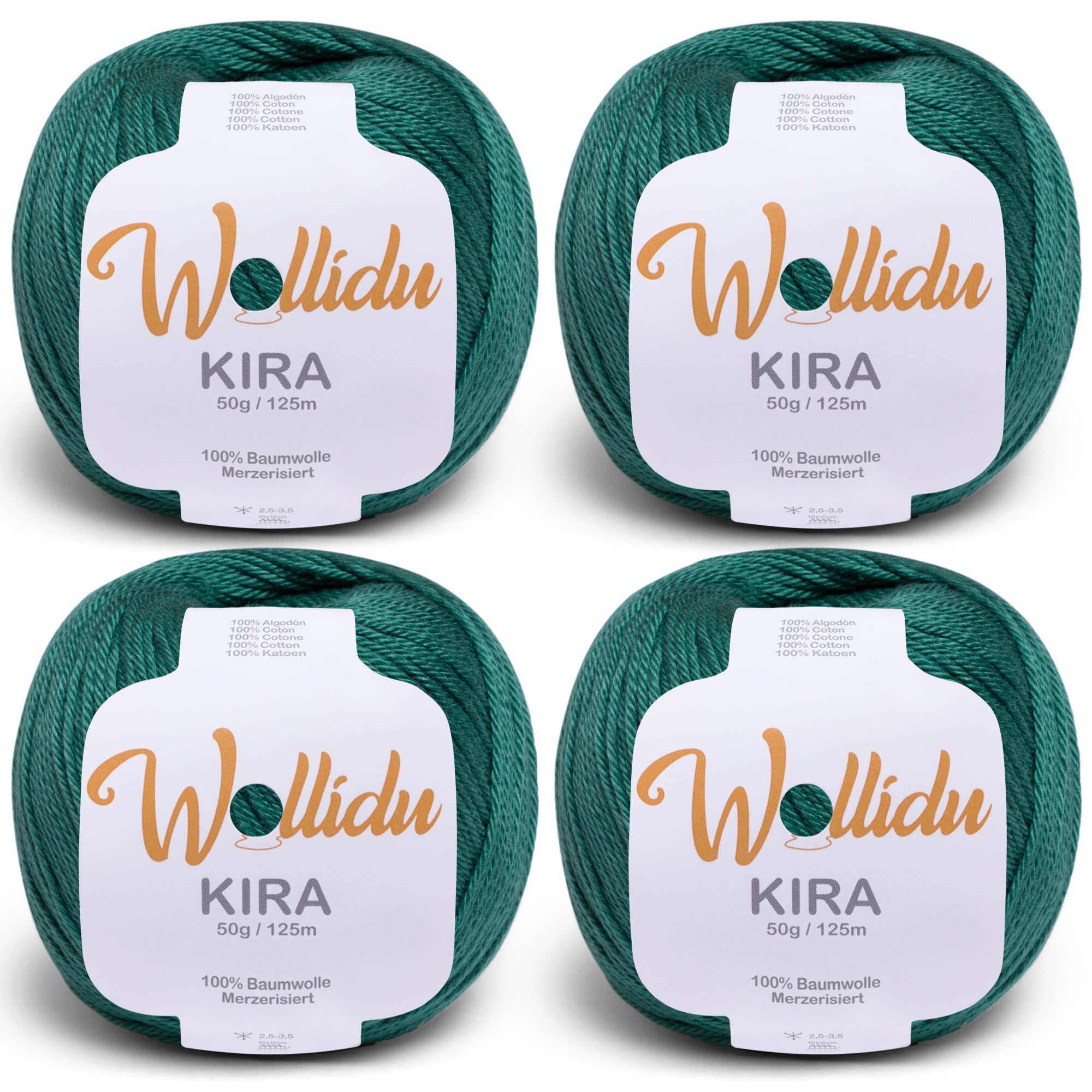 Kira 4er-Pack 50g – Merzerisierte Baumwolle zum Häkeln & Stricken (OEKO-TEX®, 200g Gesamt)