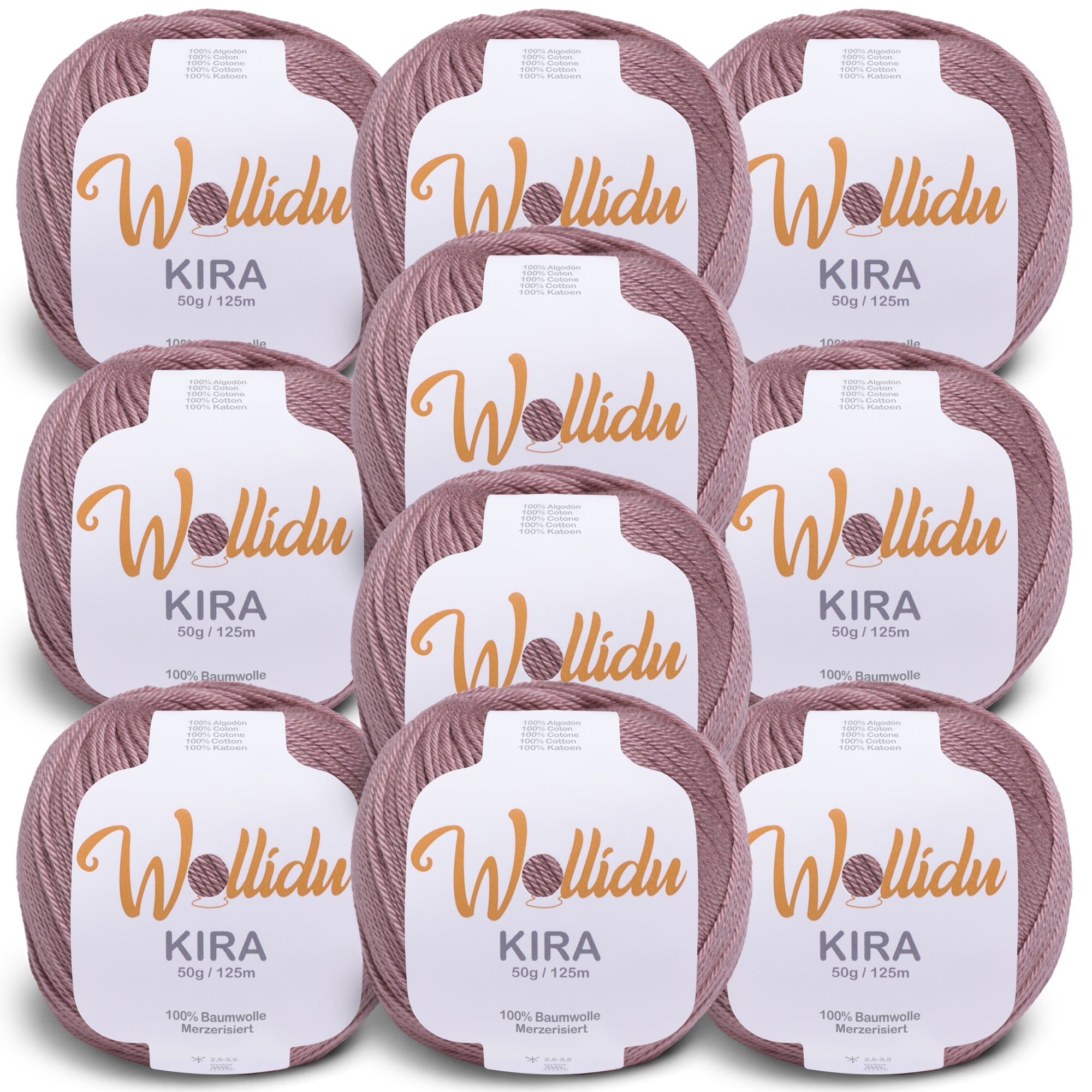 Kira 10er-Pack 50g – Merzerisiertes Baumwollgarn zum Häkeln & Stricken (OEKO-TEX®, 500g Gesamt)