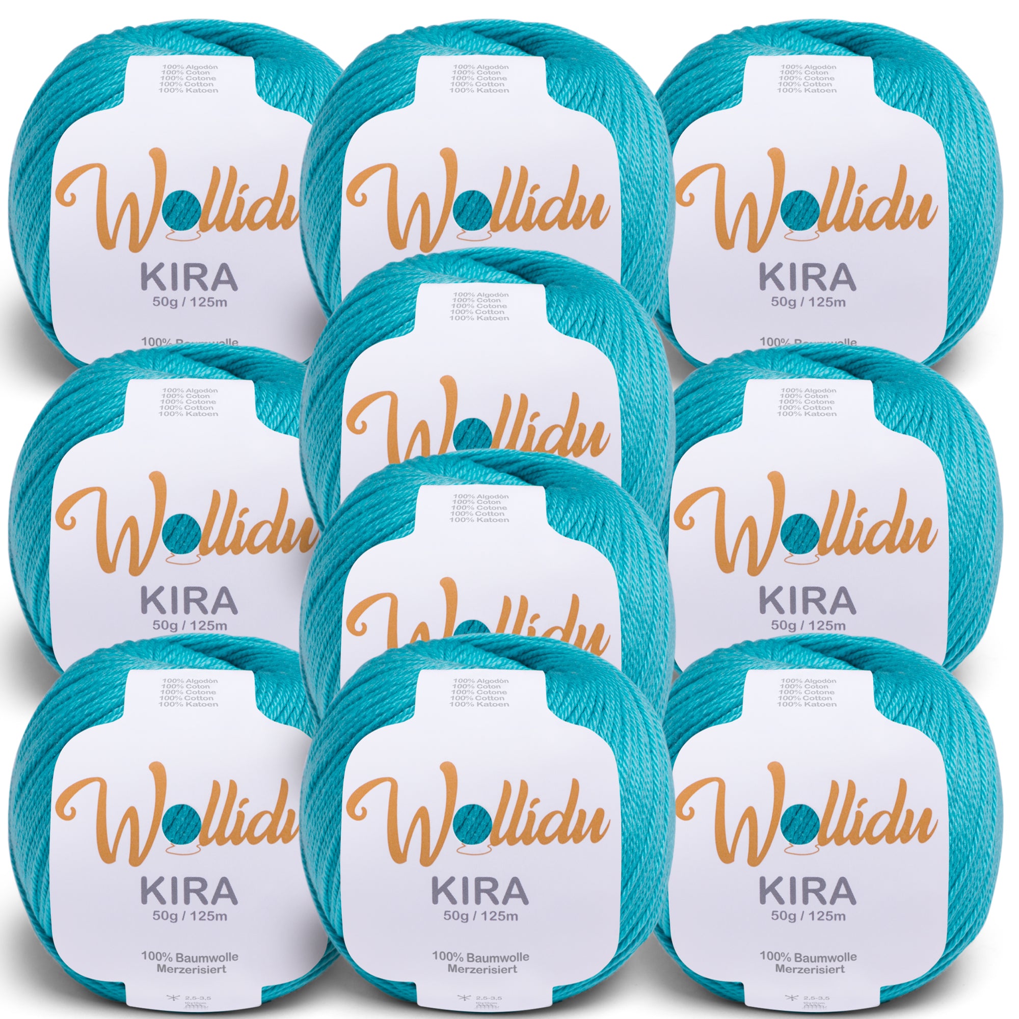 Kira 10er-Pack 50g – Merzerisiertes Baumwollgarn zum Häkeln & Stricken (OEKO-TEX®, 500g Gesamt)