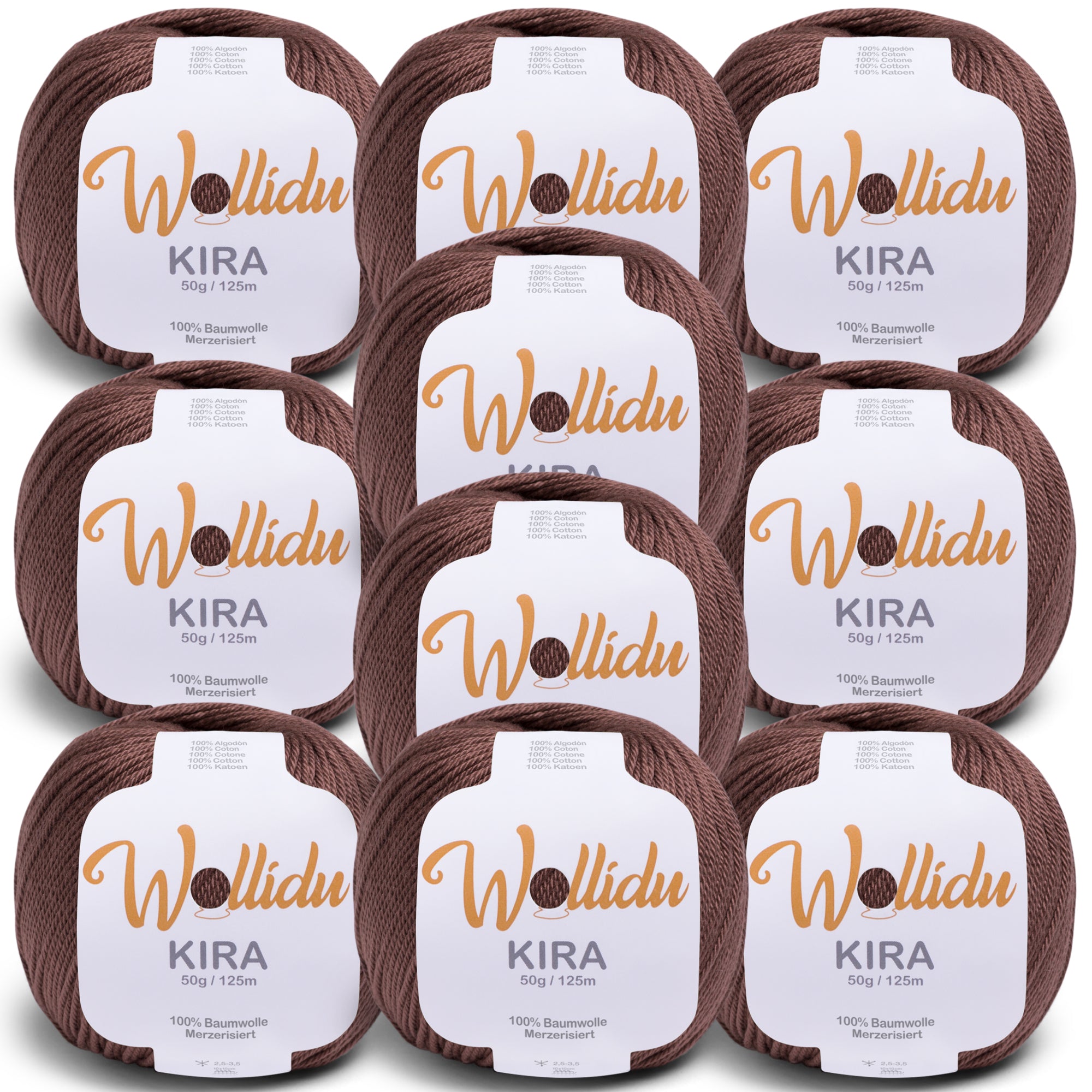 Kira 10er-Pack 50g – Merzerisiertes Baumwollgarn zum Häkeln & Stricken (OEKO-TEX®, 500g Gesamt)