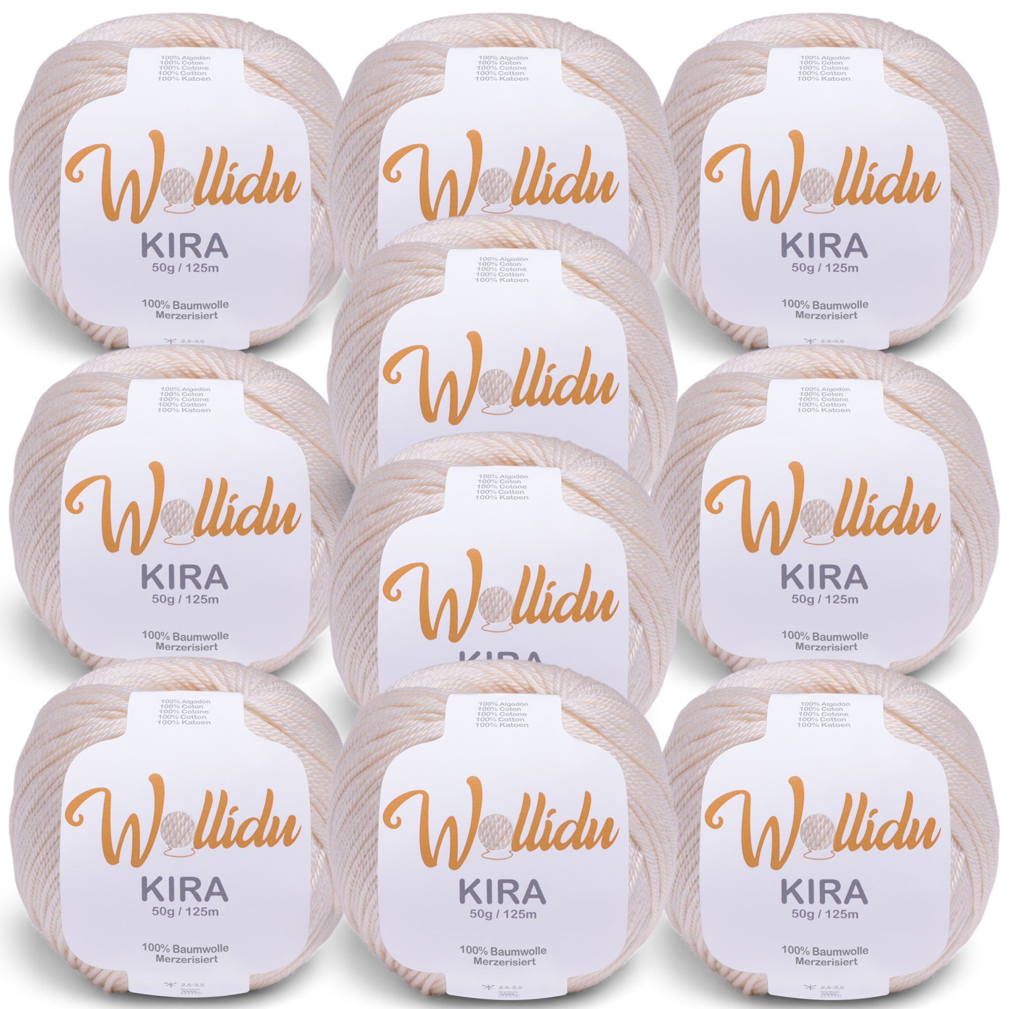 Kira 10er-Pack 50g – Merzerisiertes Baumwollgarn zum Häkeln & Stricken (OEKO-TEX®, 500g Gesamt)