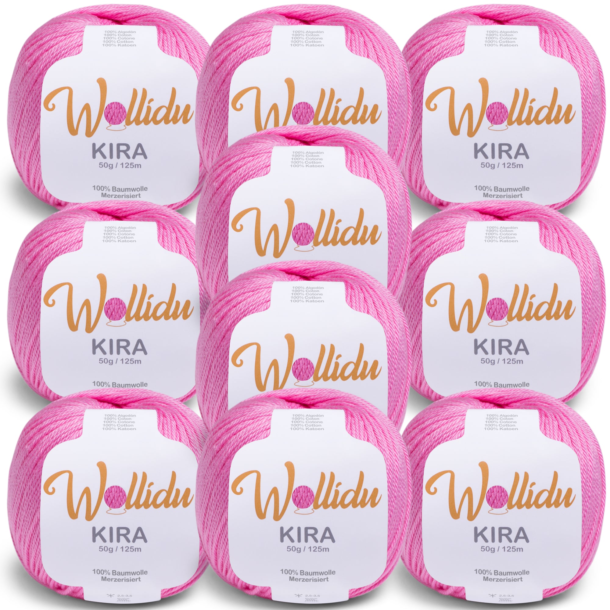 Kira 10er-Pack 50g – Merzerisiertes Baumwollgarn zum Häkeln & Stricken (OEKO-TEX®, 500g Gesamt)