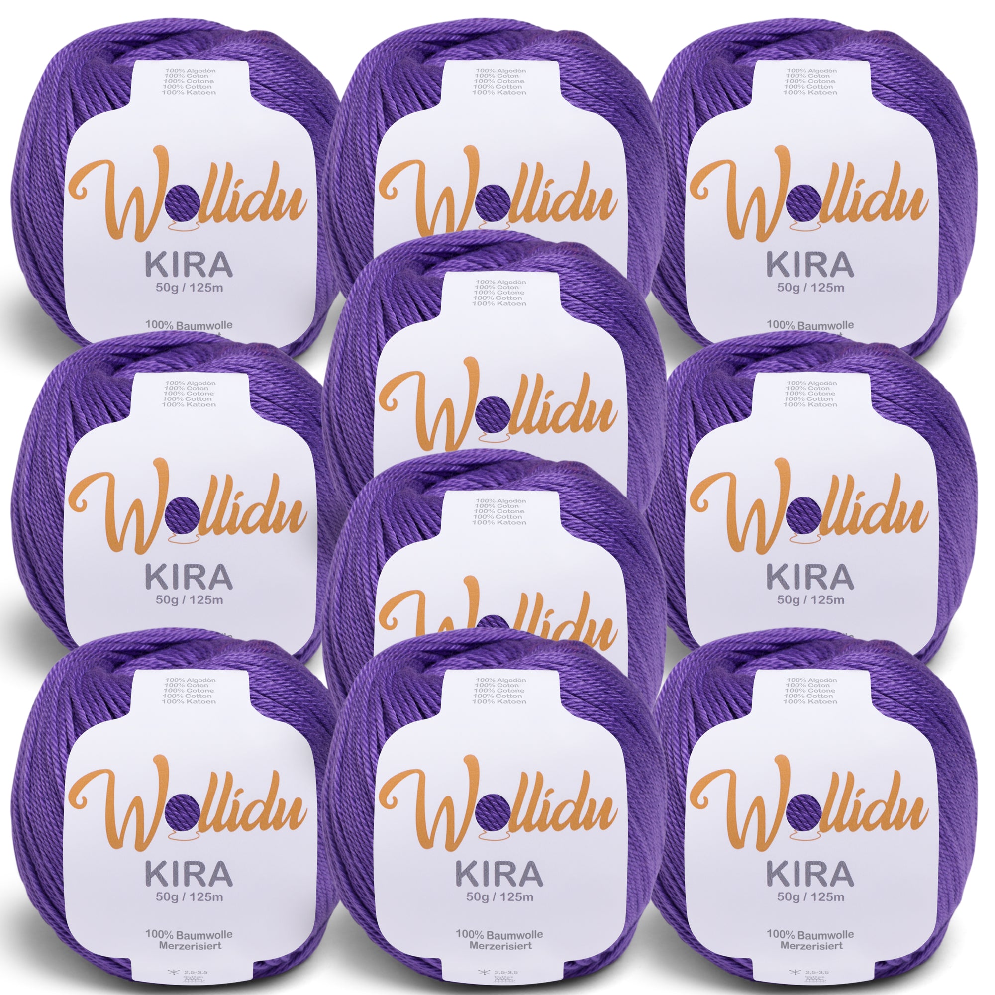 Kira 10er-Pack 50g – Merzerisiertes Baumwollgarn zum Häkeln & Stricken (OEKO-TEX®, 500g Gesamt)