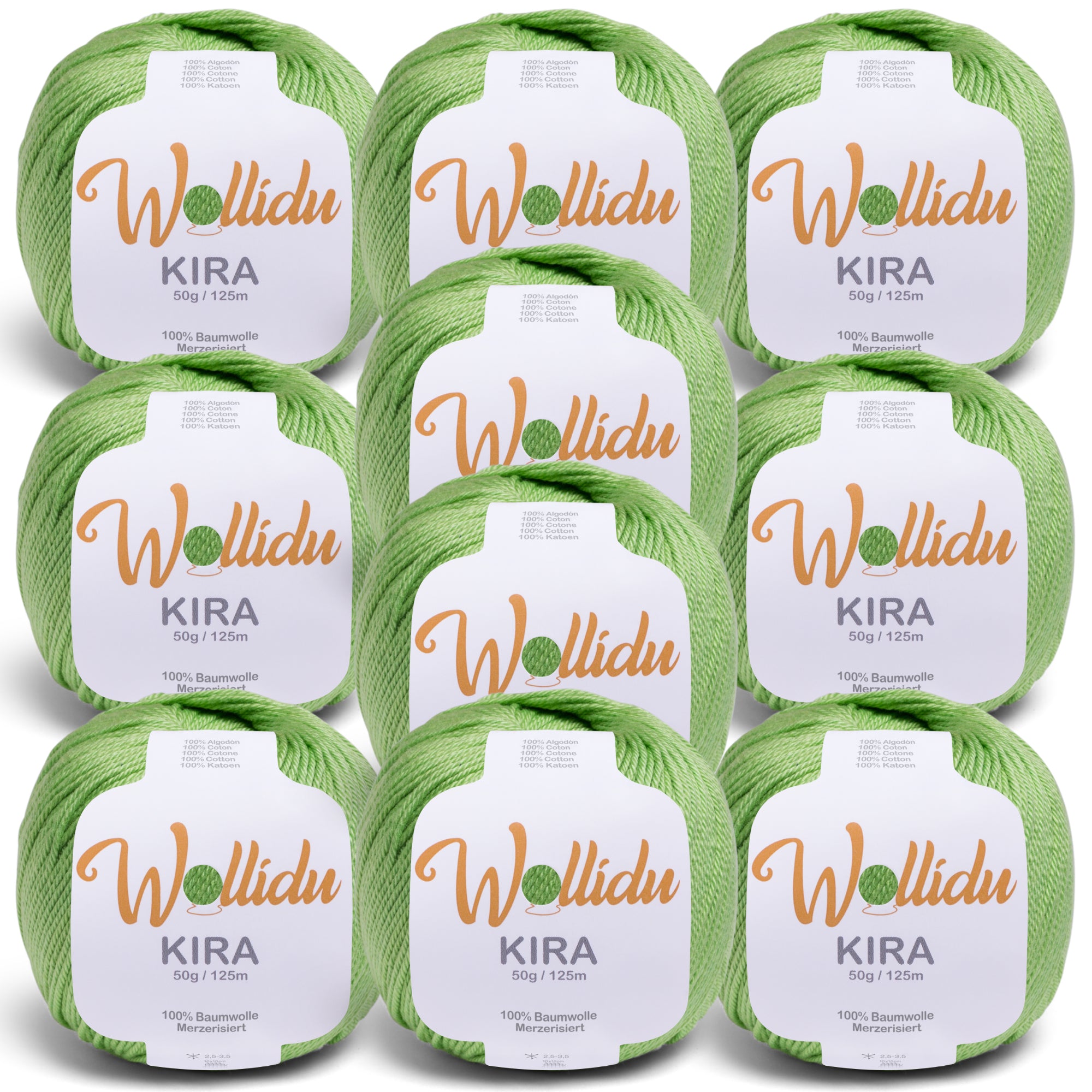 Kira 10er-Pack 50g – Merzerisiertes Baumwollgarn zum Häkeln & Stricken (OEKO-TEX®, 500g Gesamt)
