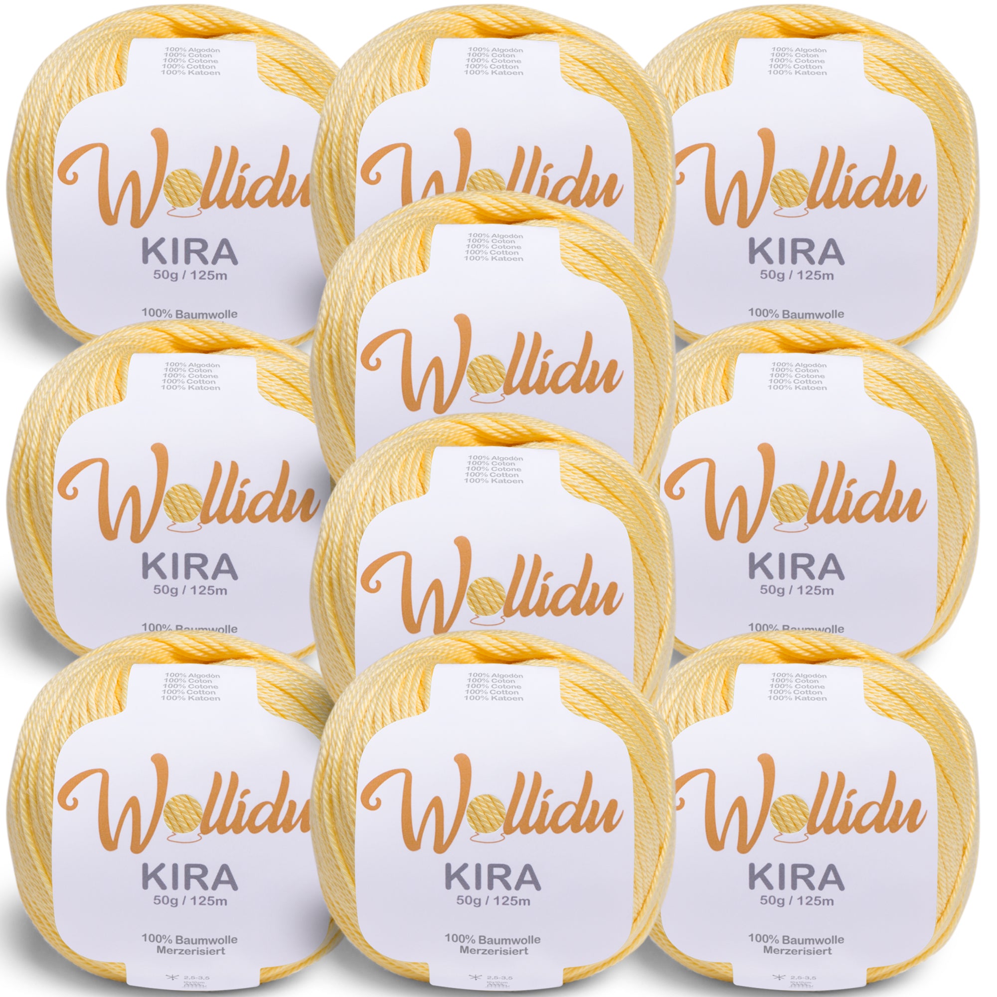 Kira 10er-Pack 50g – Merzerisiertes Baumwollgarn zum Häkeln & Stricken (OEKO-TEX®, 500g Gesamt)
