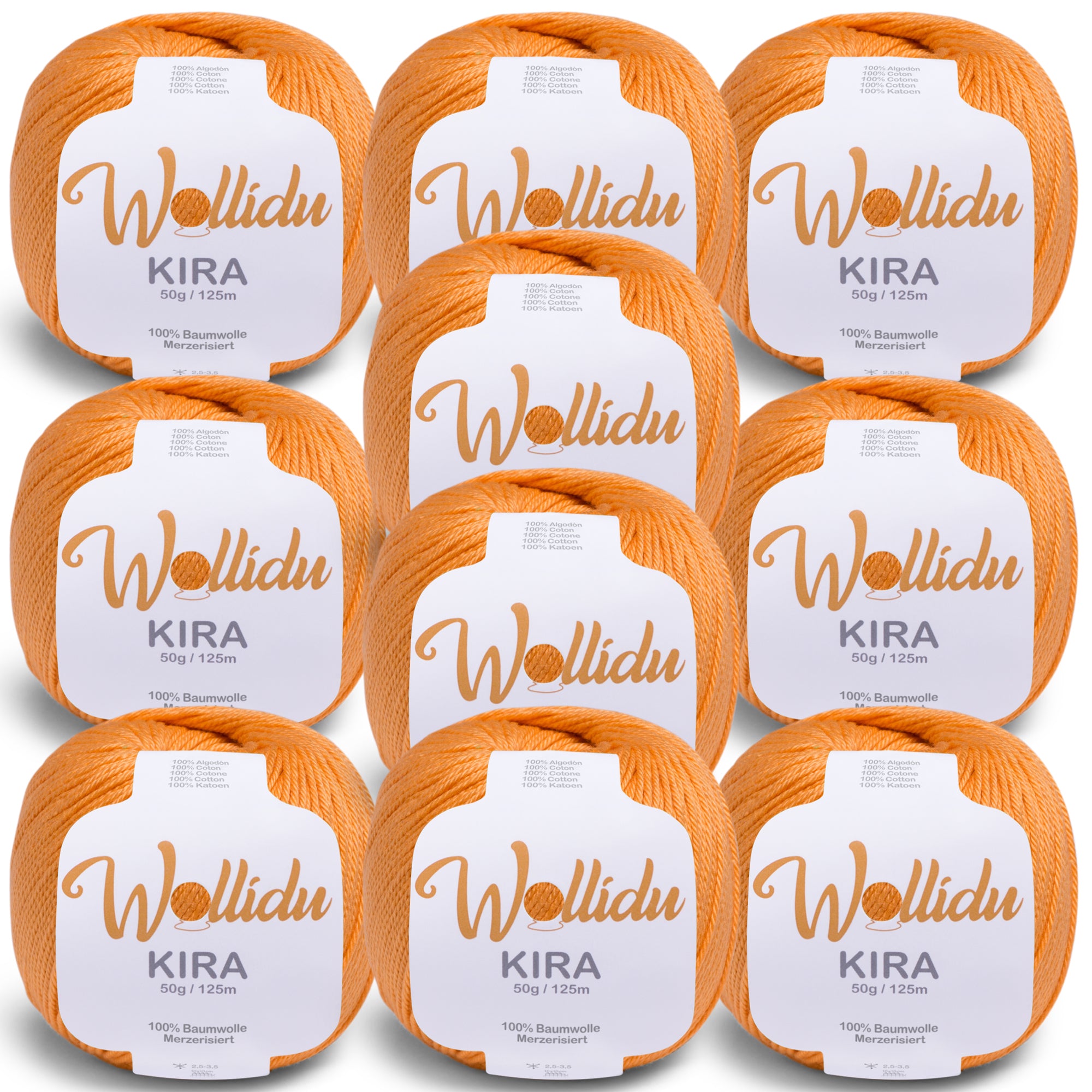 Kira 10er-Pack 50g – Merzerisiertes Baumwollgarn zum Häkeln & Stricken (OEKO-TEX®, 500g Gesamt)