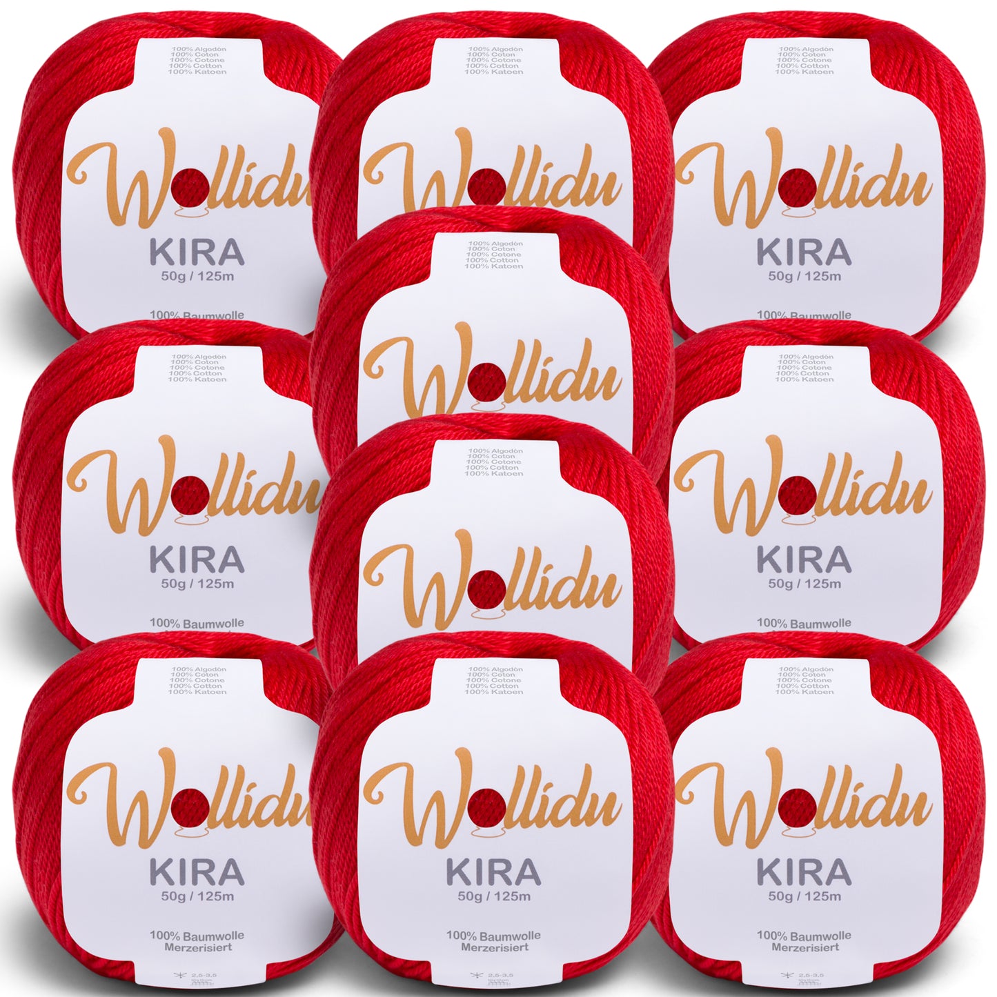 Kira 10er-Pack 50g – Merzerisiertes Baumwollgarn zum Häkeln & Stricken (OEKO-TEX®, 500g Gesamt)