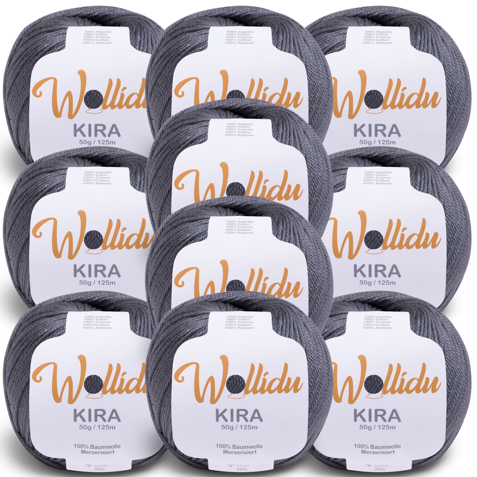 Kira 10er-Pack 50g – Merzerisiertes Baumwollgarn zum Häkeln & Stricken (OEKO-TEX®, 500g Gesamt)