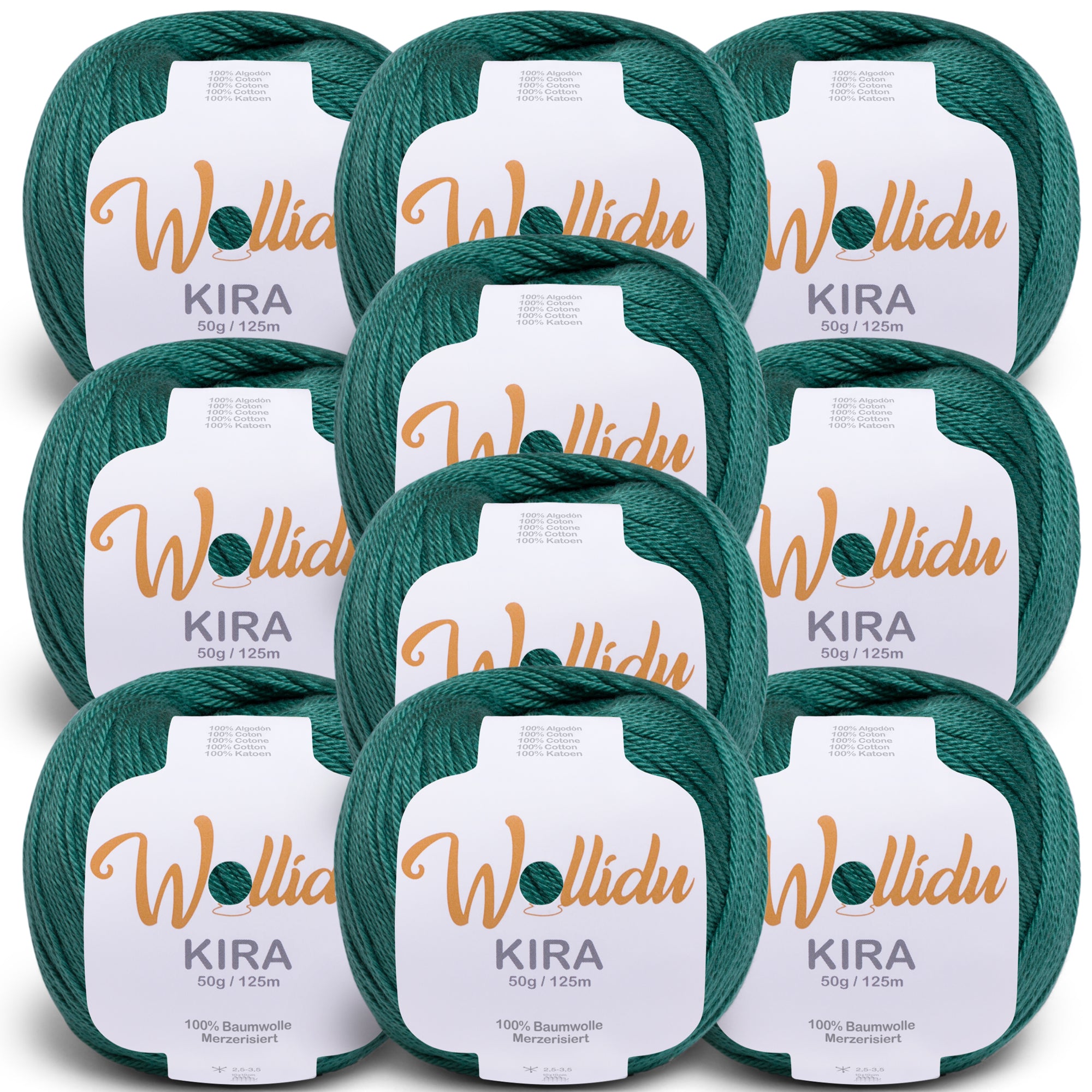 Kira 10er-Pack 50g – Merzerisiertes Baumwollgarn zum Häkeln & Stricken (OEKO-TEX®, 500g Gesamt)