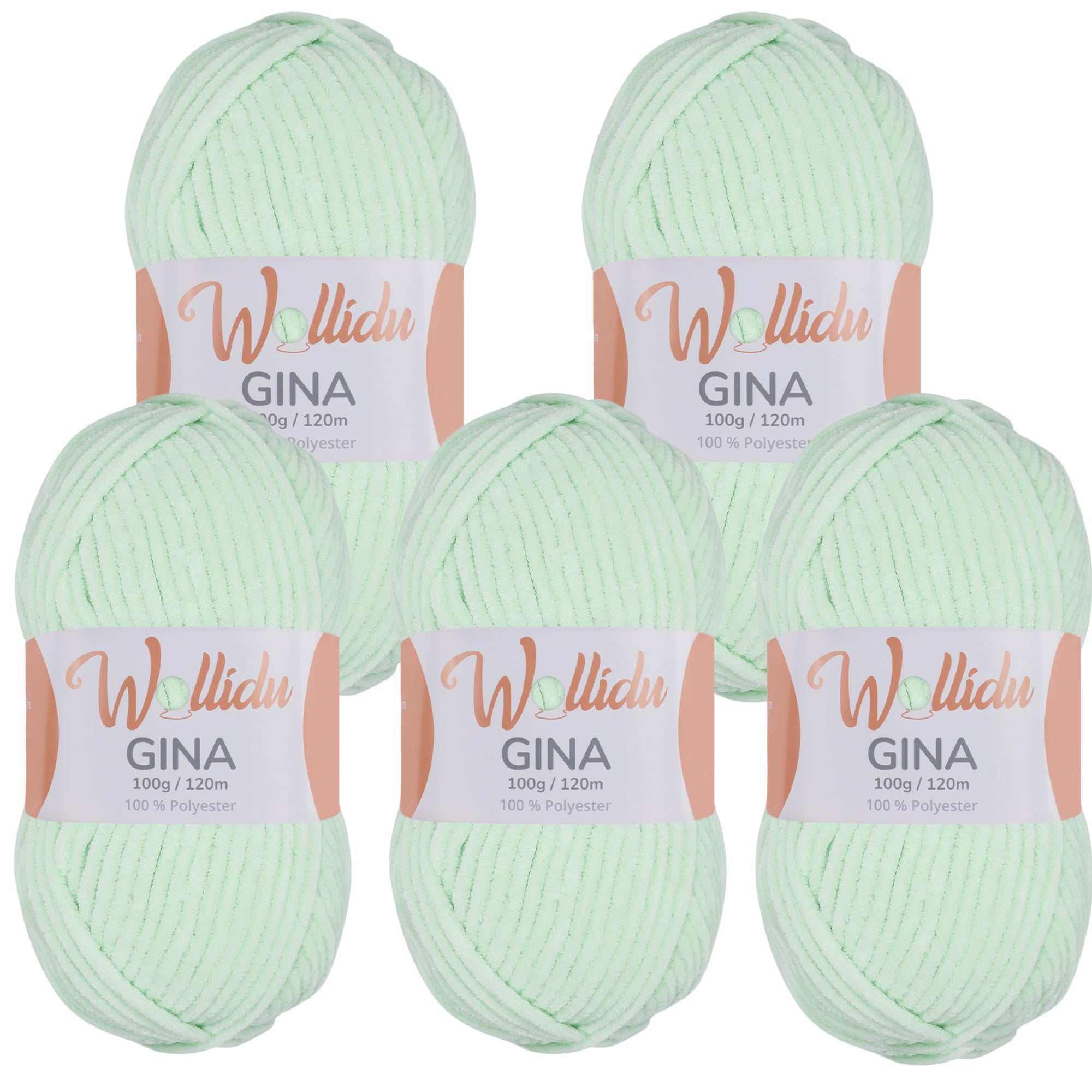 Gina 5er-Pack 100g – Flauschige Chenille-Wolle zum Häkeln & Stricken (OEKO-TEX®, 500g Gesamt)
