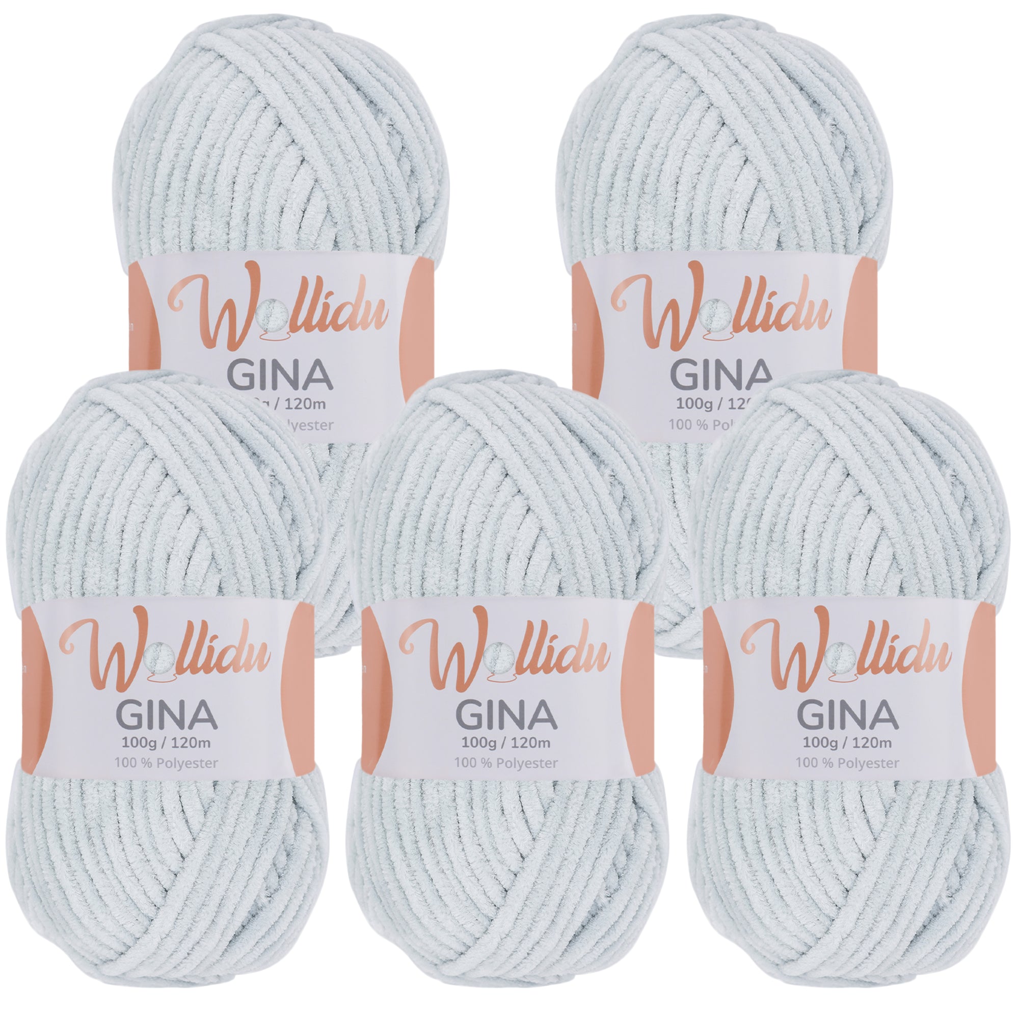 Gina 5er-Pack 100g – Flauschige Chenille-Wolle zum Häkeln & Stricken (OEKO-TEX®, 500g Gesamt)