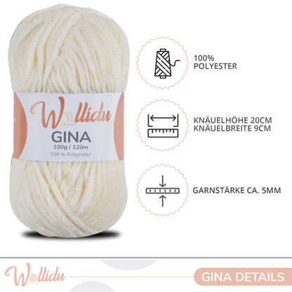 Wollidu Gina 100% Polyester 5 x 100g/120m - Creme