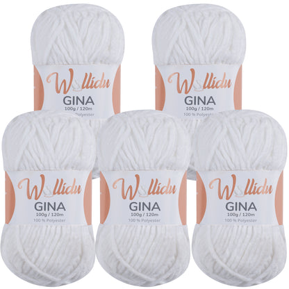 Wollidu Gina 100% Polyester 5 x 100g/120m - Weiß