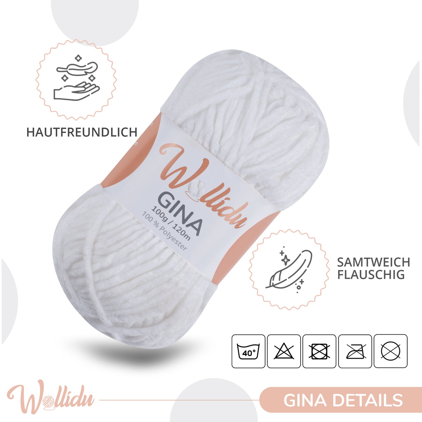 Wollidu Gina 100% Polyester 5 x 100g/120m - Weiß