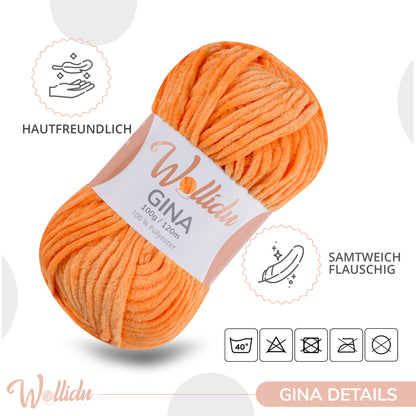 Wollidu Gina 100% Polyester 5 x 100g/120m - Orange