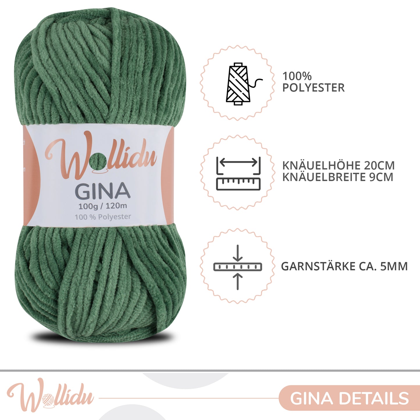 Wollidu Gina 100% Polyester 5 x 100g/120m - Grün