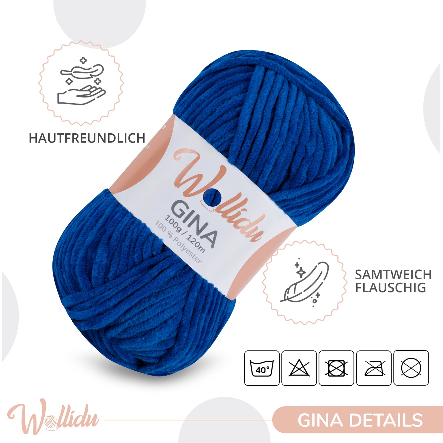 Wollidu Gina 100% Polyester 5 x 100g/120m - Dunkelblau