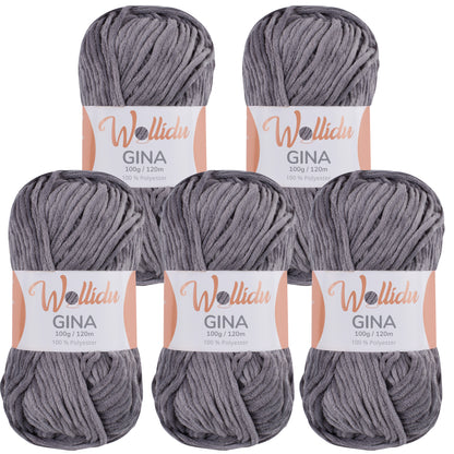 Wollidu Gina 100% Polyester 5 x 100g/120m - Grau