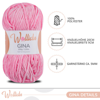 Wollidu Gina 100% Polyester 5 x 100g/120m - Rosa