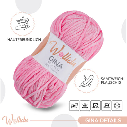 Wollidu Gina 100% Polyester 5 x 100g/120m - Rosa