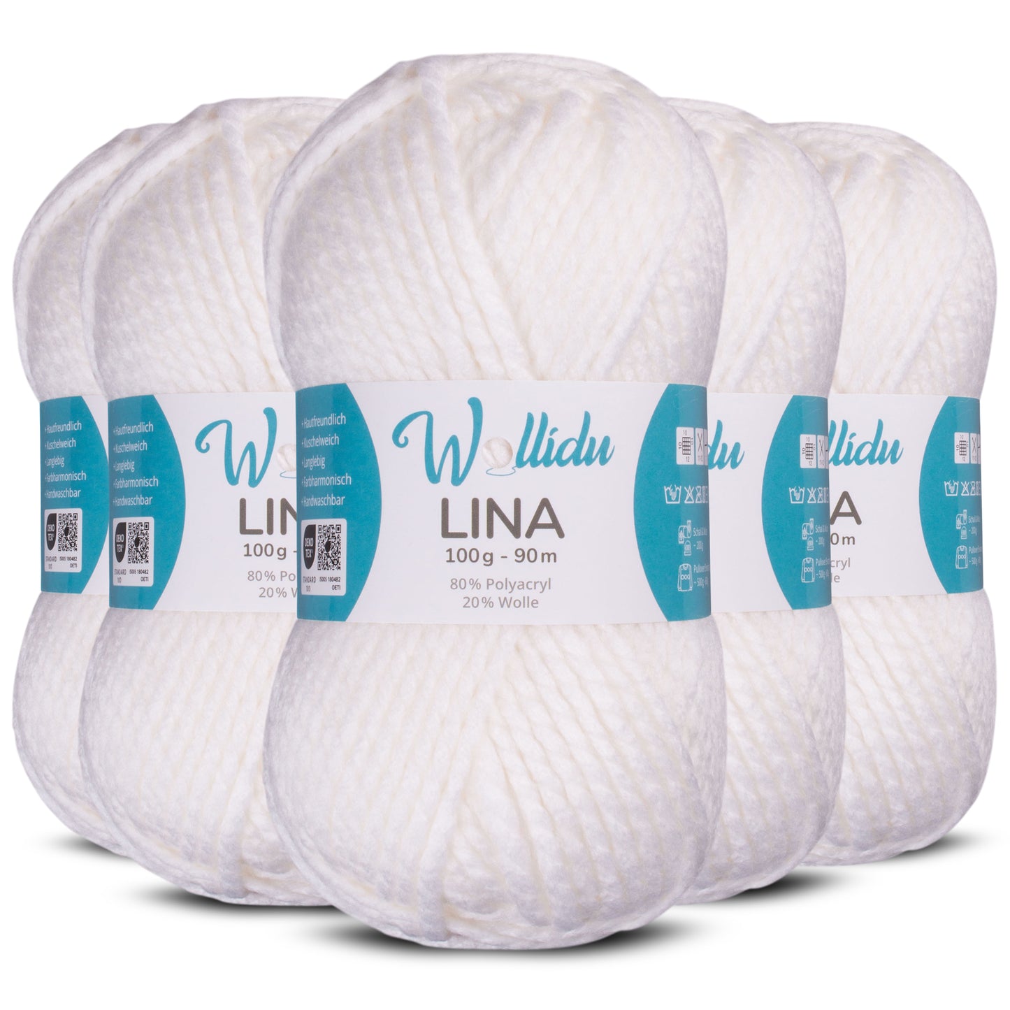 Lina 5er-Pack 100g – Mulesingfreie Acryl-Wolle mit Schafwolle, OEKO-TEX® zertifiziert (500g Gesamt)