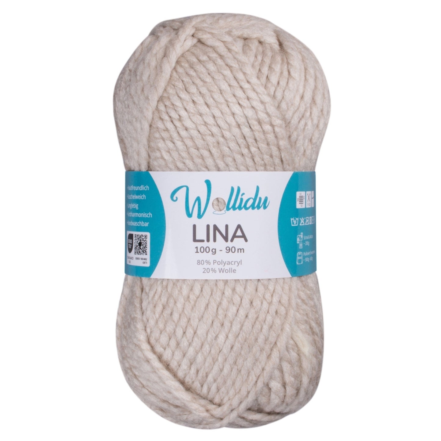Lina 100g – Mulesingfreie Acryl-Schafwolle zum Stricken & Häkeln (Einzelknäuel, OEKO-TEX®)