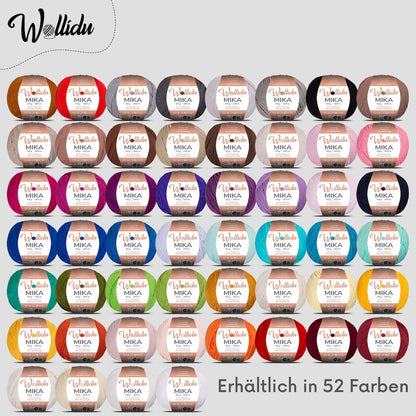 Wollidu Mika Baumwolle zum Häkeln und Stricken Mischung 51% Polyacryl 49% Baumwolle Häkelgarn Strickgarn 10x 50g/165m - Naturweiß