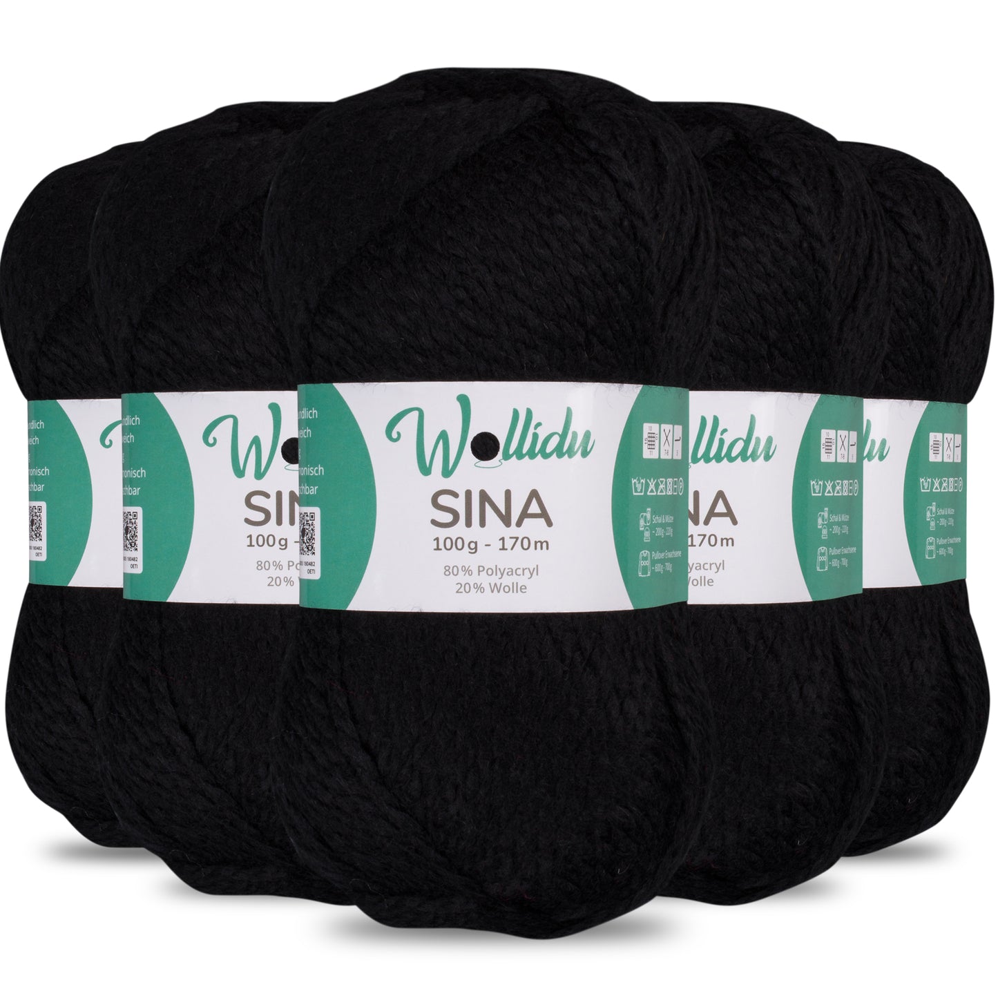 Sina 5er-Pack 100g – Premium Strick- & Häkelwolle aus Acryl & Schafwolle (OEKO-TEX®, mulesingfrei, 500g Gesamt)
