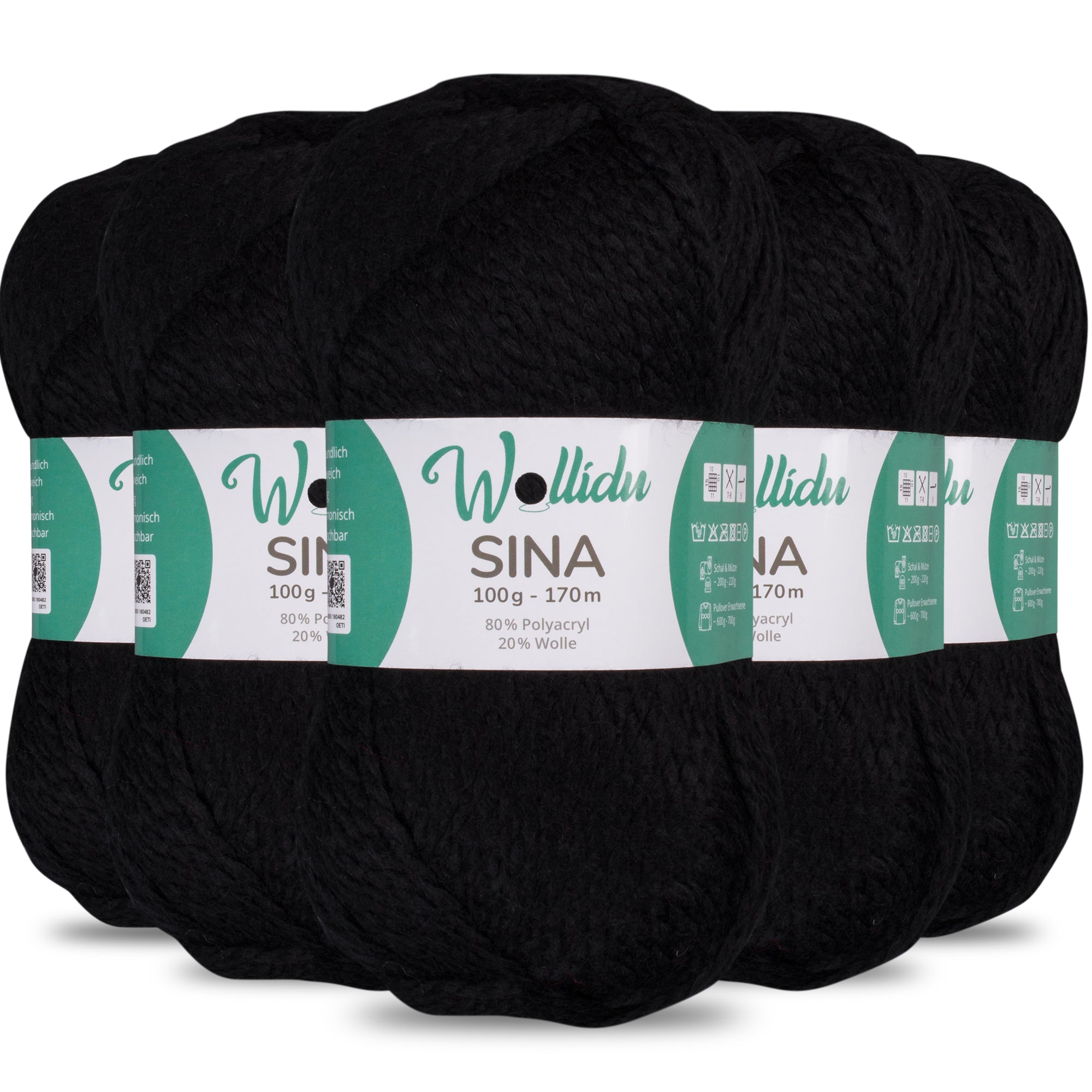 Sina 5er-Pack 100g – Premium Strick- & Häkelwolle aus Acryl & Schafwolle (OEKO-TEX®, mulesingfrei, 500g Gesamt)