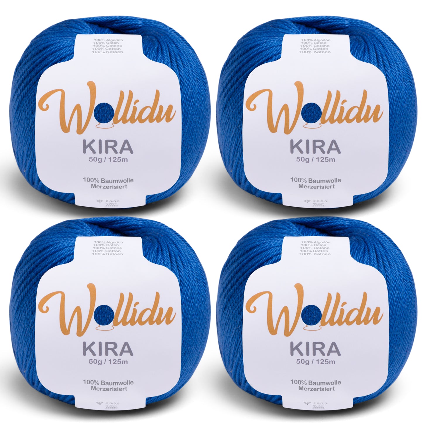 Kira 4er-Pack 50g – Merzerisierte Baumwolle zum Häkeln & Stricken (OEKO-TEX®, 200g Gesamt)