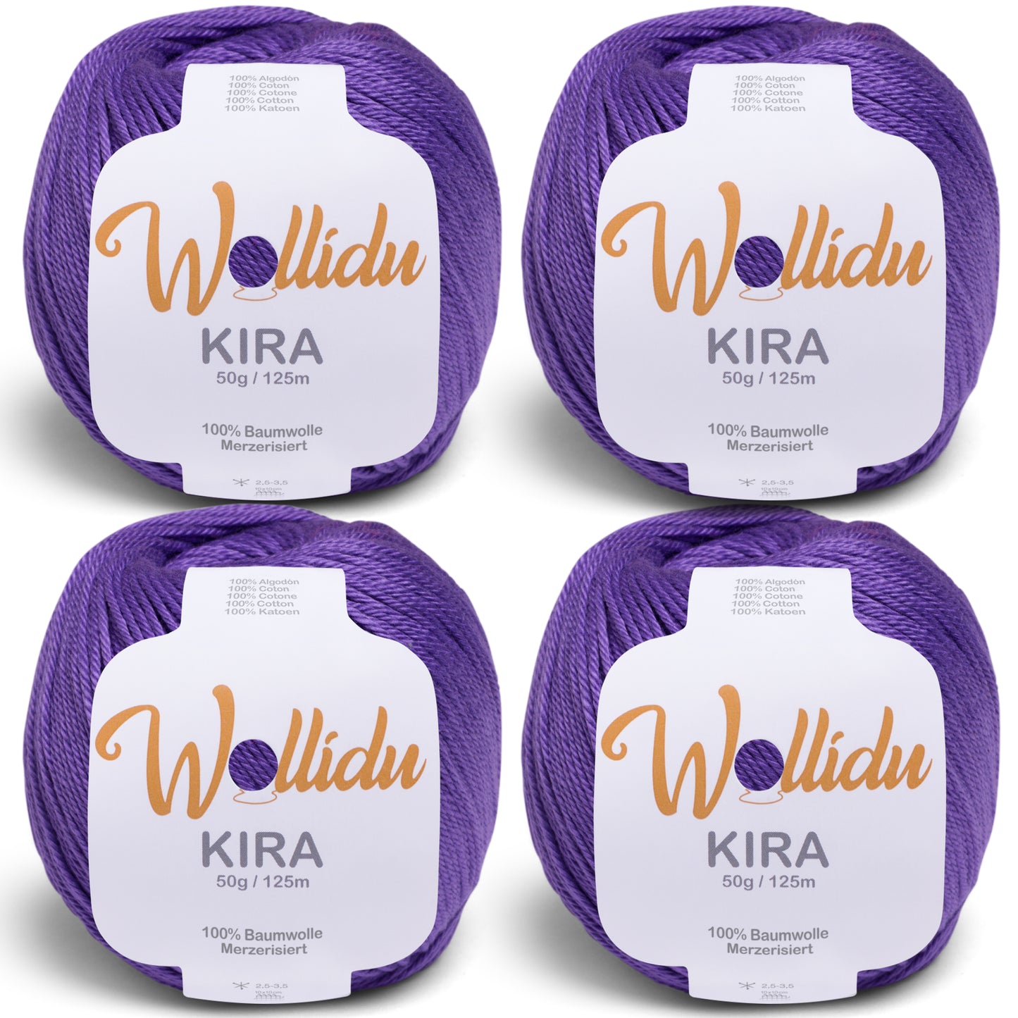 Kira 4er-Pack 50g – Merzerisierte Baumwolle zum Häkeln & Stricken (OEKO-TEX®, 200g Gesamt)