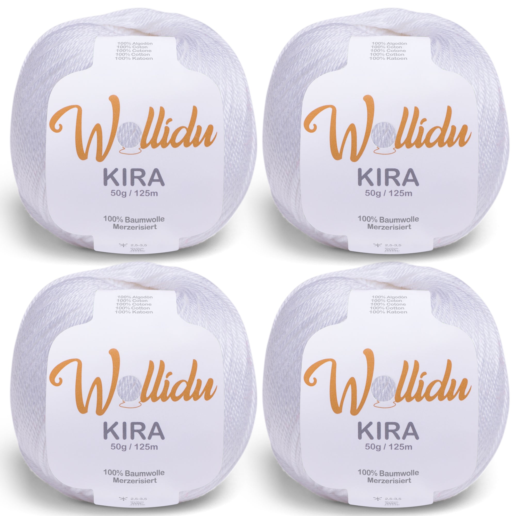 Kira 4er-Pack 50g – Merzerisierte Baumwolle zum Häkeln & Stricken (OEKO-TEX®, 200g Gesamt)