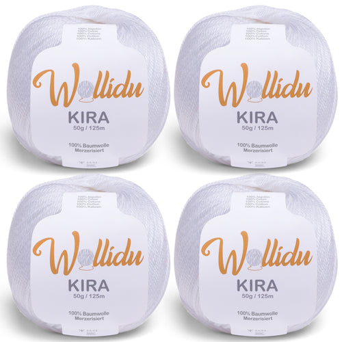Kira 4er-Pack 50g – Merzerisierte Baumwolle zum Häkeln & Stricken (OEKO-TEX®, 200g Gesamt)