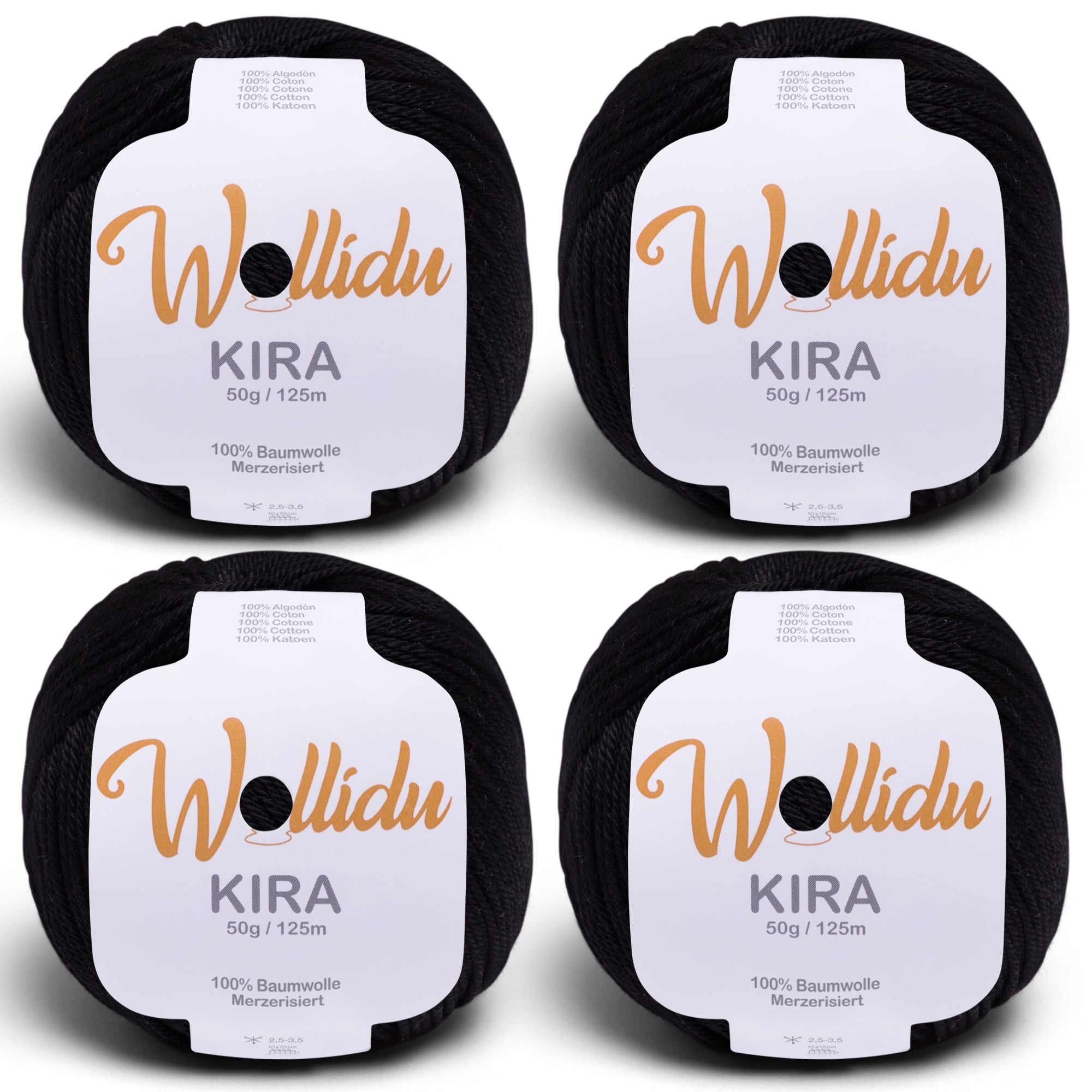 Kira 4er-Pack 50g – Merzerisierte Baumwolle zum Häkeln & Stricken (OEKO-TEX®, 200g Gesamt)