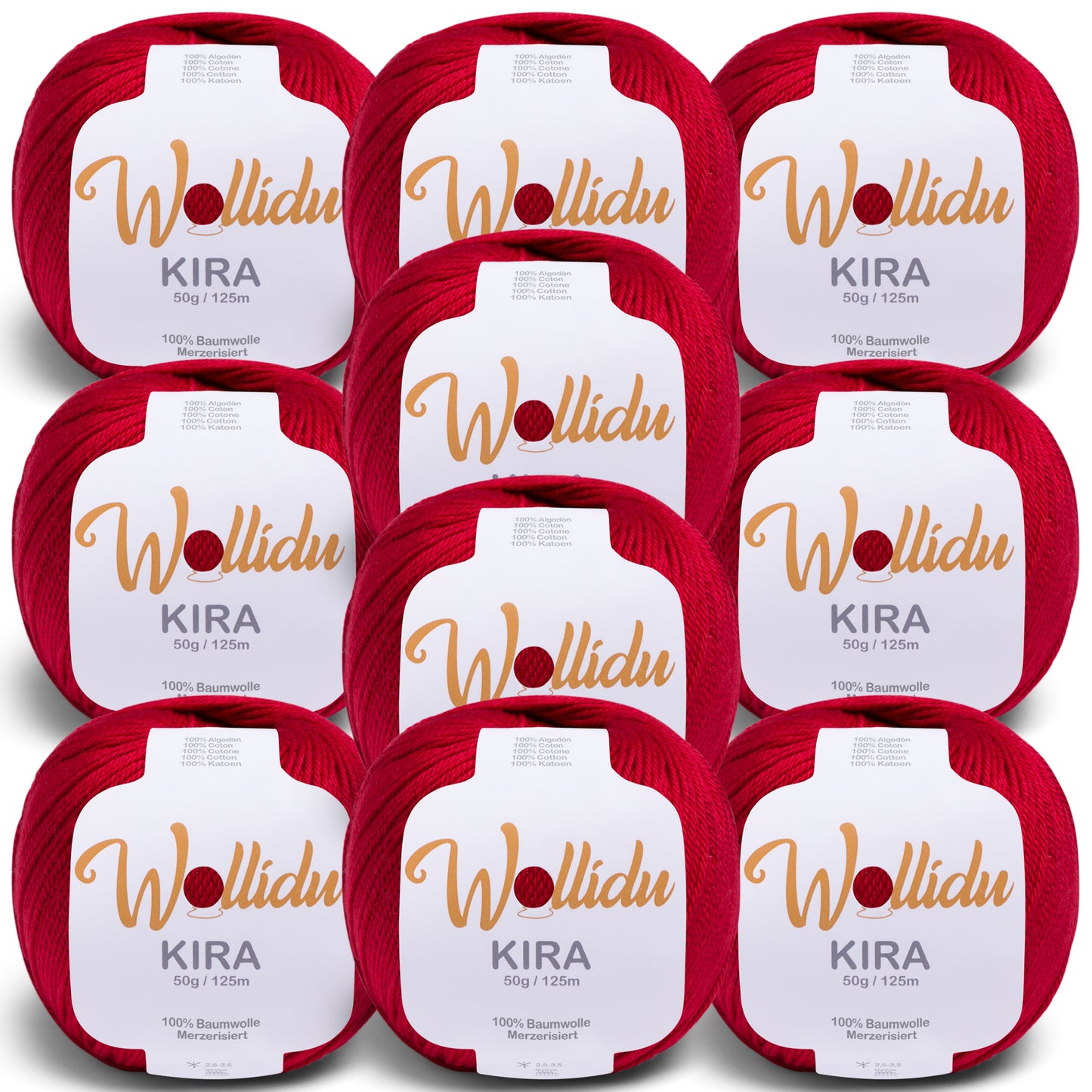 Kira 10er-Pack 50g – Merzerisiertes Baumwollgarn zum Häkeln & Stricken (OEKO-TEX®, 500g Gesamt)