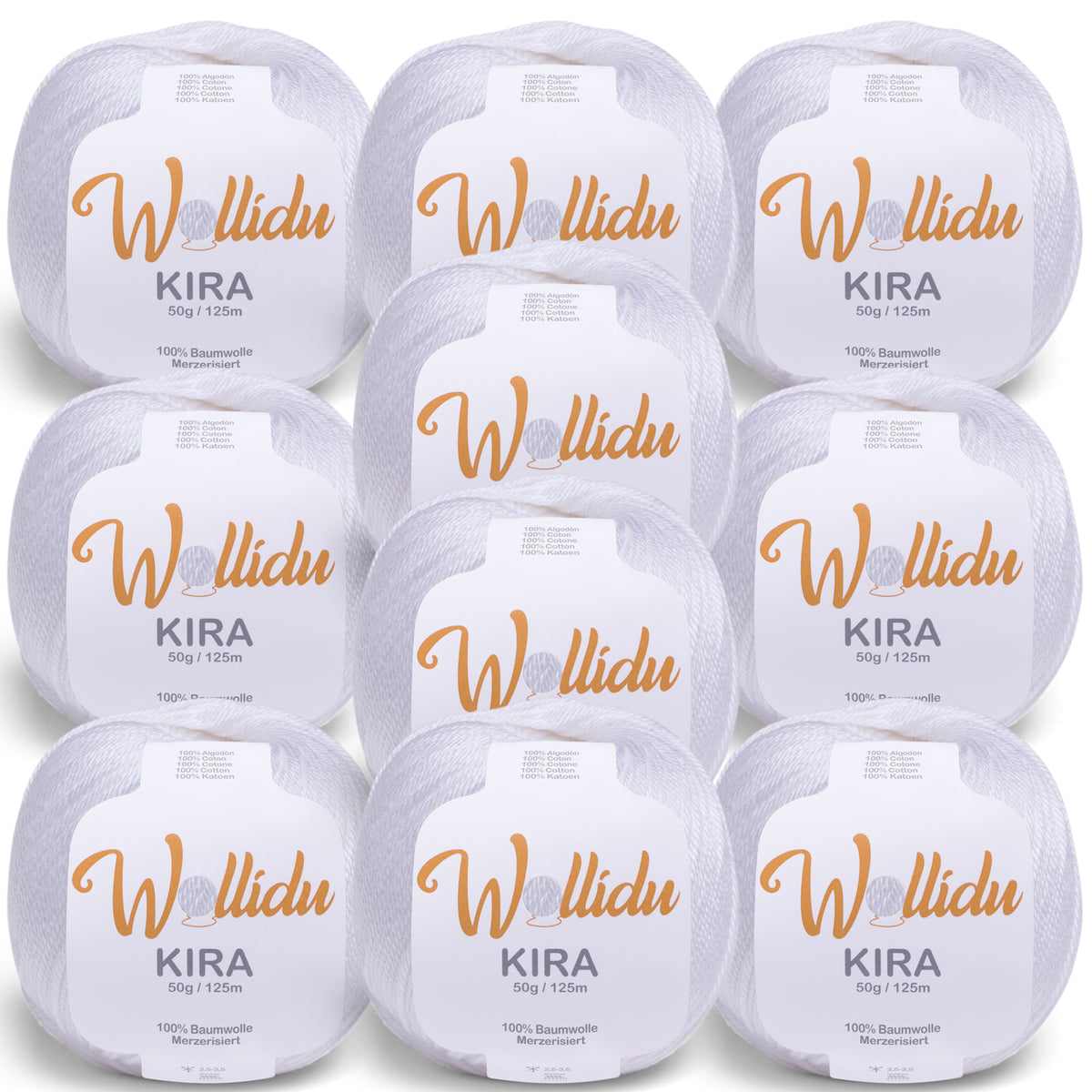 Kira 10er-Pack 50g – Merzerisiertes Baumwollgarn zum Häkeln & Stricken (OEKO-TEX®, 500g Gesamt)