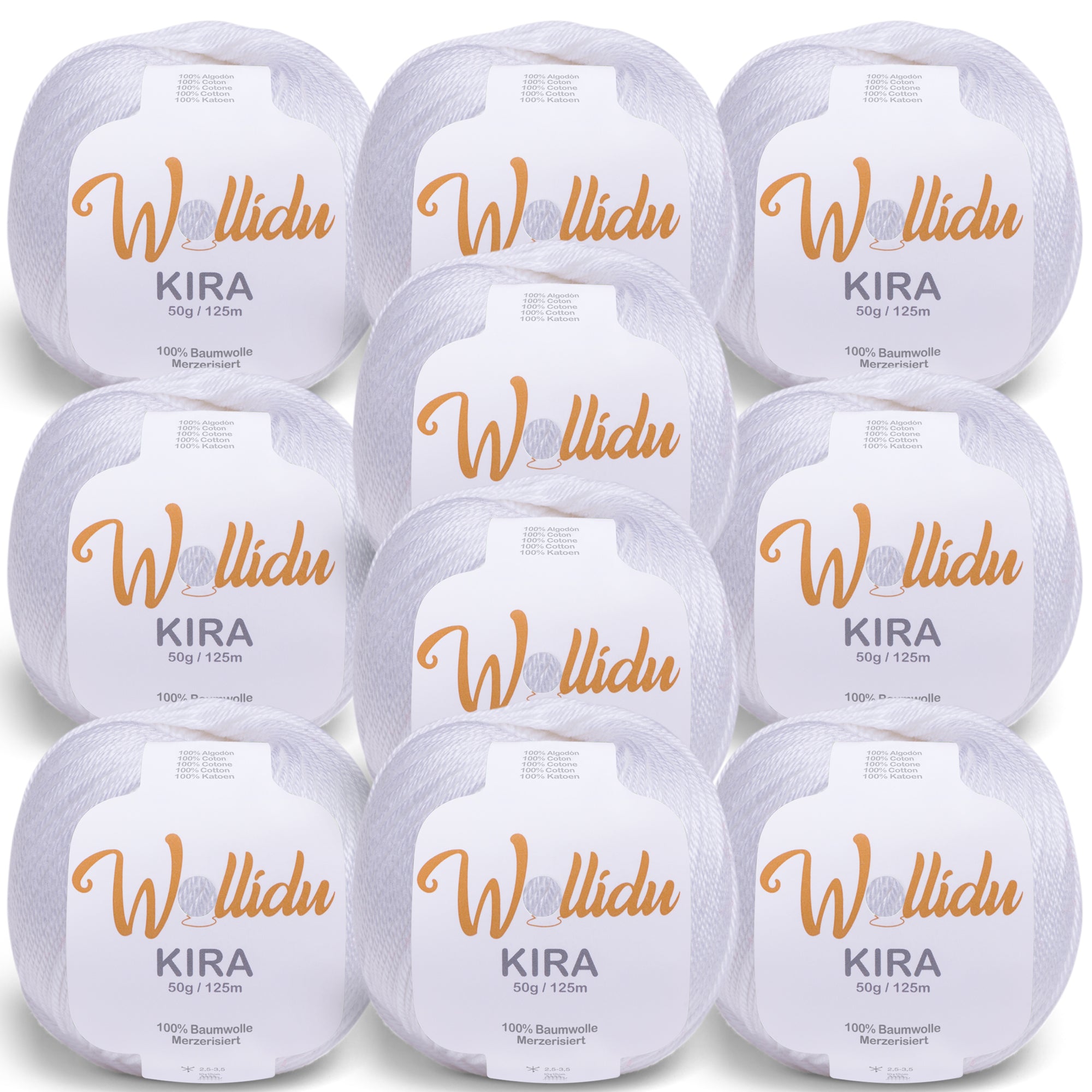 Kira 10er-Pack 50g – Merzerisiertes Baumwollgarn zum Häkeln & Stricken (OEKO-TEX®, 500g Gesamt)