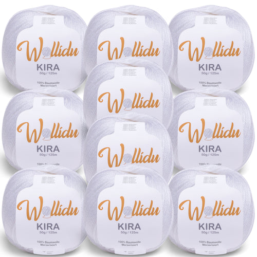 Kira 10er-Pack 50g – Merzerisiertes Baumwollgarn zum Häkeln & Stricken (OEKO-TEX®, 500g Gesamt)