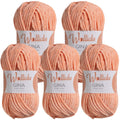 Gina 5er-Pack 100g – Flauschige Chenille-Wolle zum Häkeln & Stricken (OEKO-TEX®, 500g Gesamt)