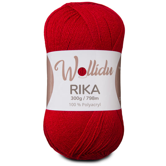 Wollidu Rika Acryl Wolle zum Häkeln und Stricken 300g Kirsche Rot