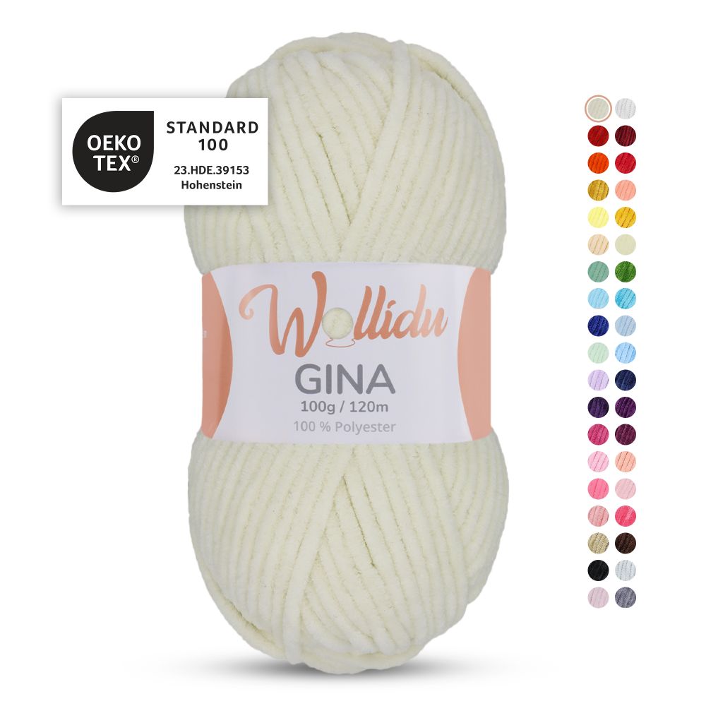 Chenille Garn 100g 120m – 100% Polyester – Wollidu Gina