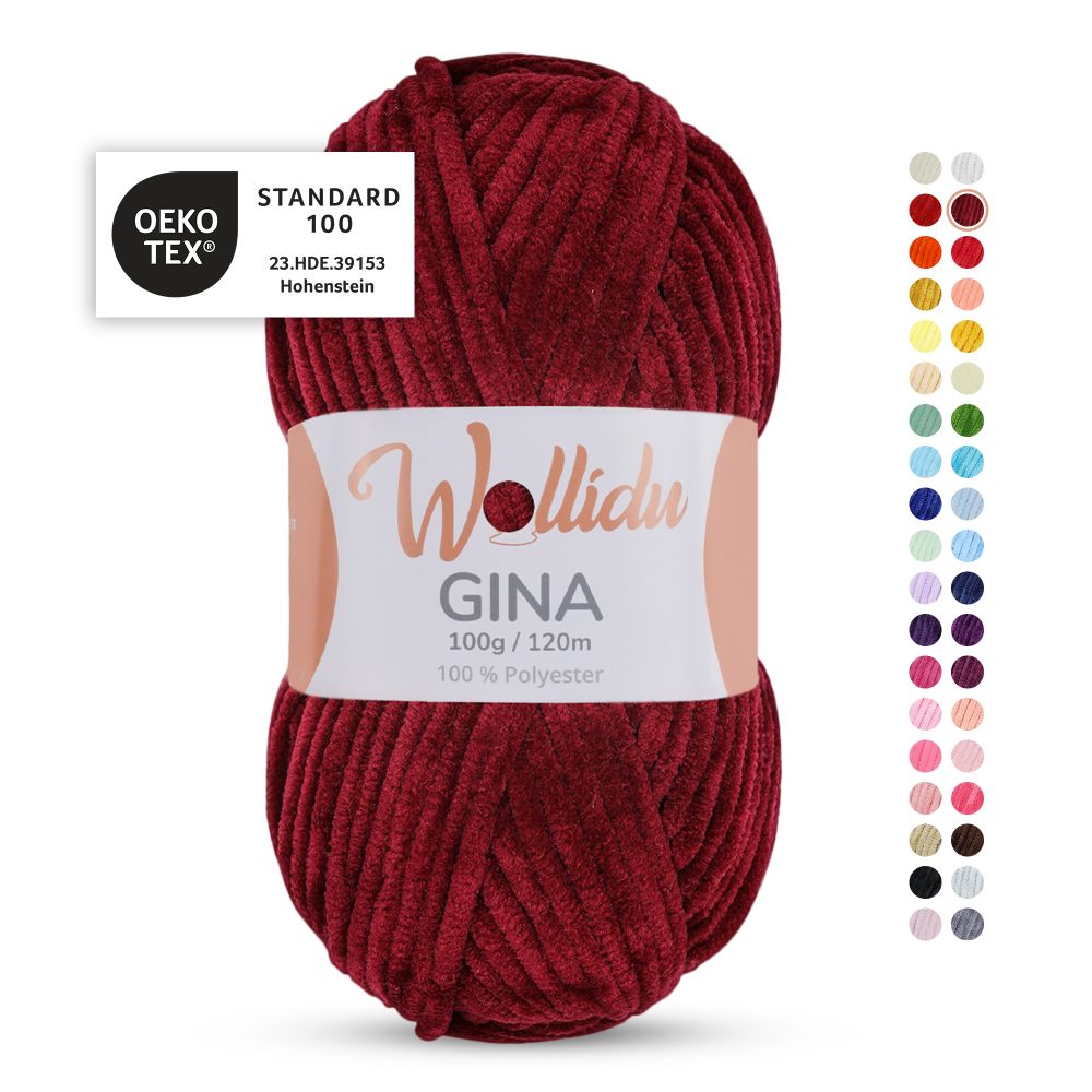 Chenille Garn 100g 120m – 100% Polyester – Wollidu Gina