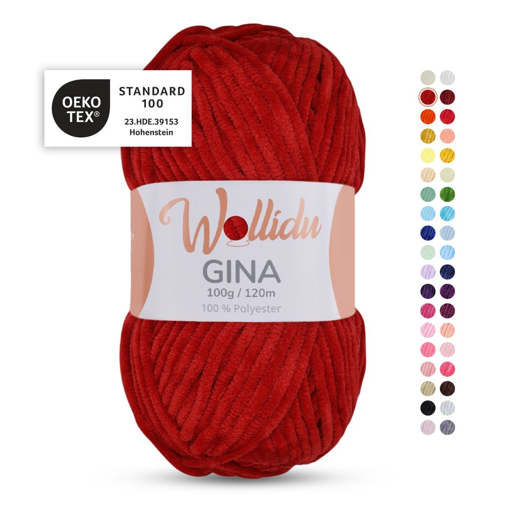 Chenille Garn 100g 120m – 100% Polyester – Wollidu Gina