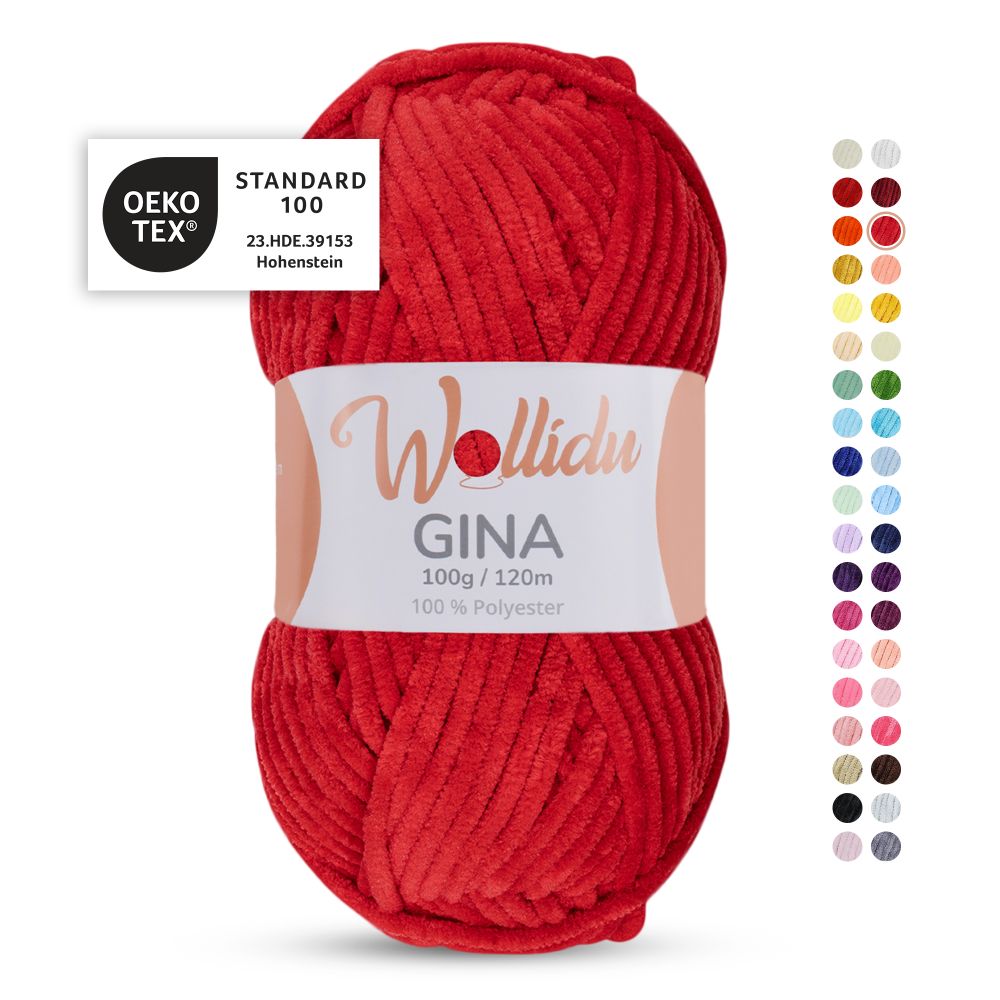 Chenille Garn 100g 120m – 100% Polyester – Wollidu Gina
