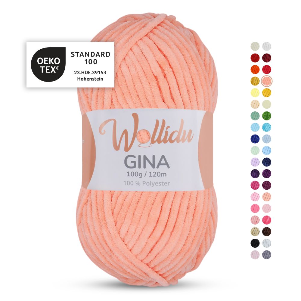 Chenille Garn 100g 120m – 100% Polyester – Wollidu Gina