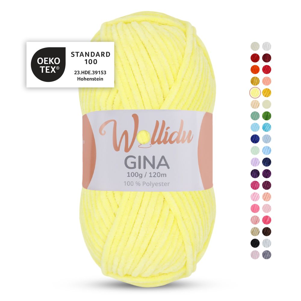 Chenille Garn 100g 120m – 100% Polyester – Wollidu Gina