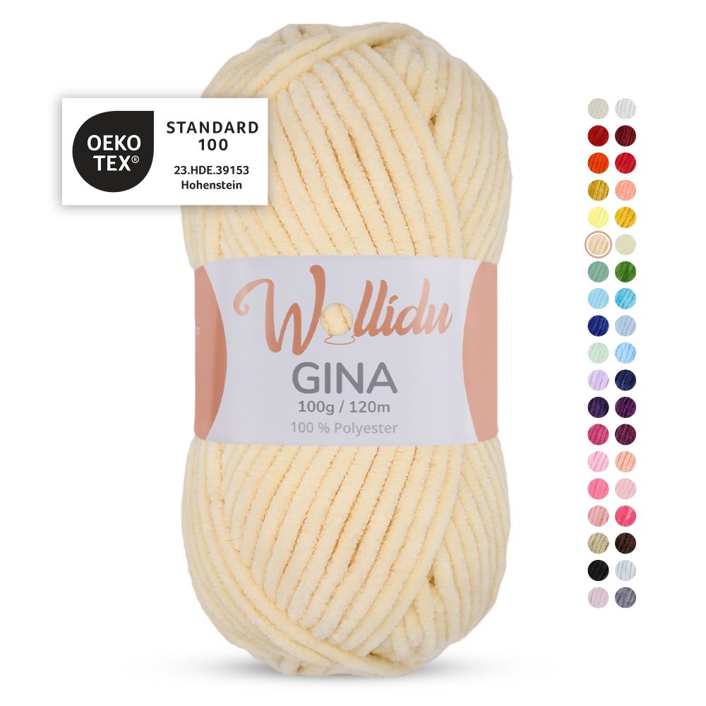 Chenille Garn 100g 120m – 100% Polyester – Wollidu Gina