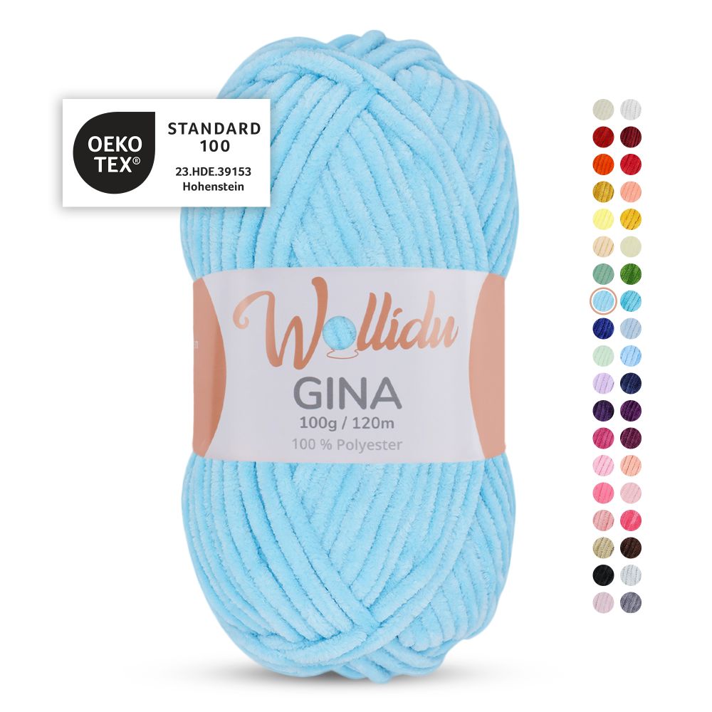 Chenille Garn 100g 120m – 100% Polyester – Wollidu Gina