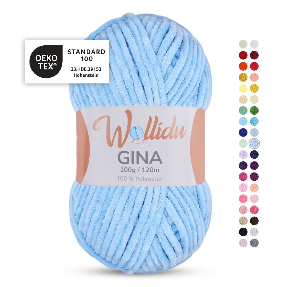 Chenille Garn 100g 120m – 100% Polyester – Wollidu Gina